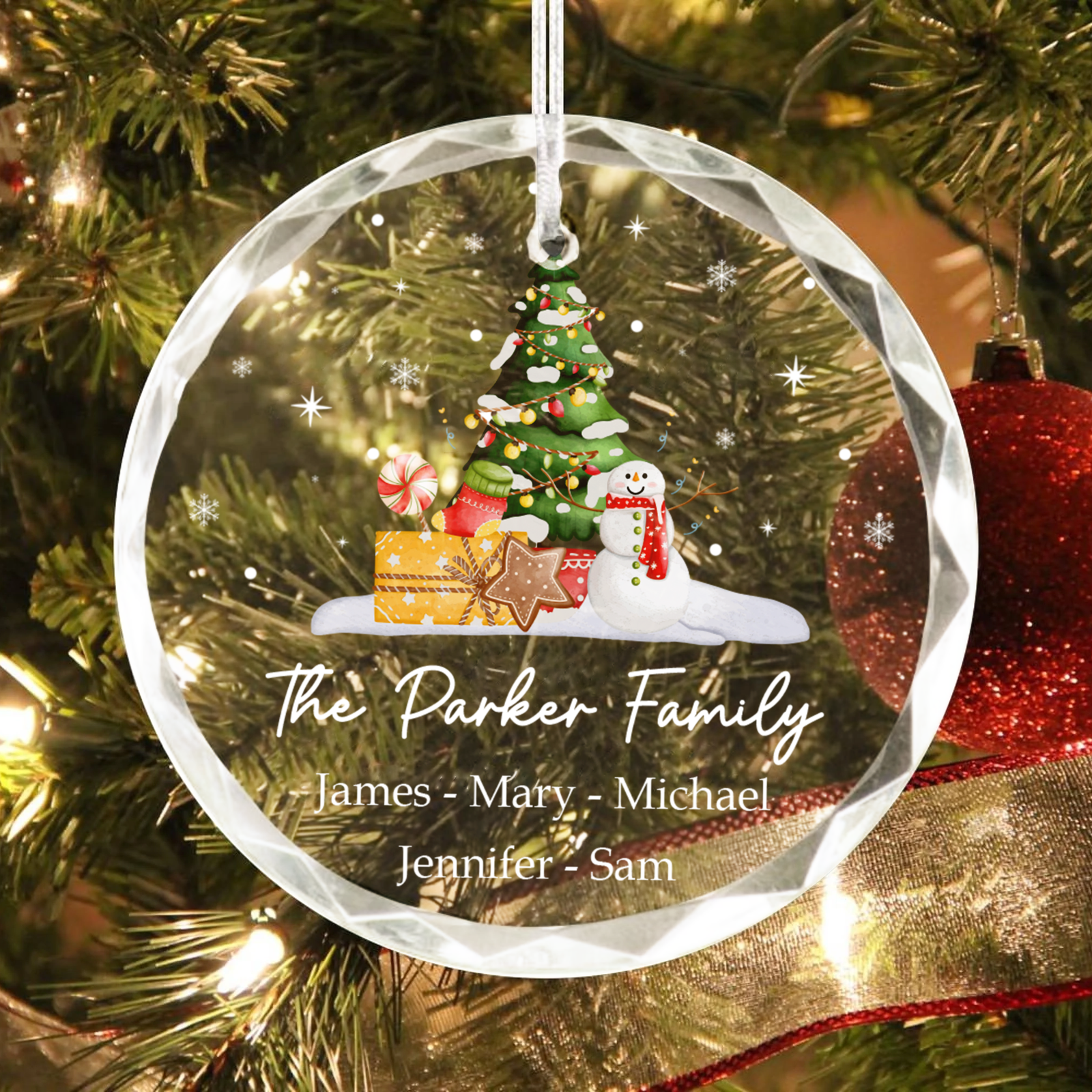 Personalized Family Christmas Glass Ornaments GX02-5 - 19Gifts