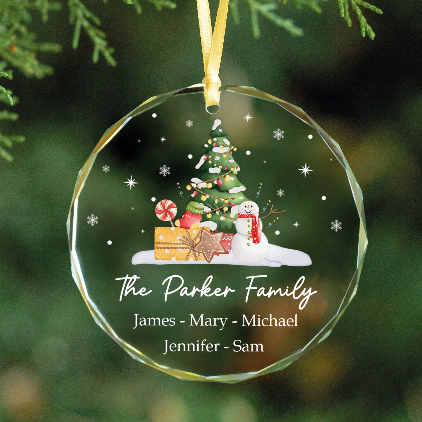 Personalized Family Christmas Glass Ornaments GX02-5 - 19Gifts