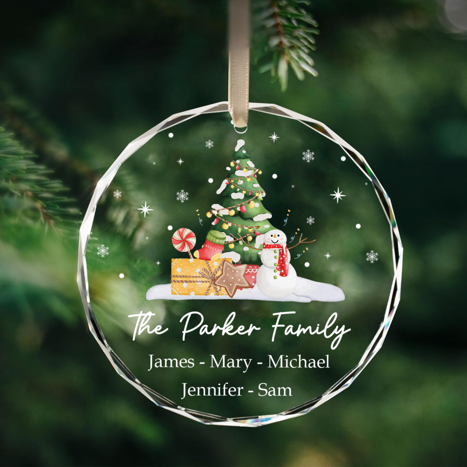 Personalized Family Christmas Glass Ornaments GX02-5 - 19Gifts