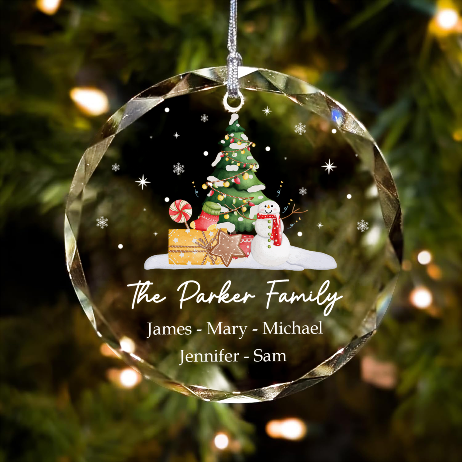 Personalized Family Christmas Glass Ornaments GX02-5 - 19Gifts