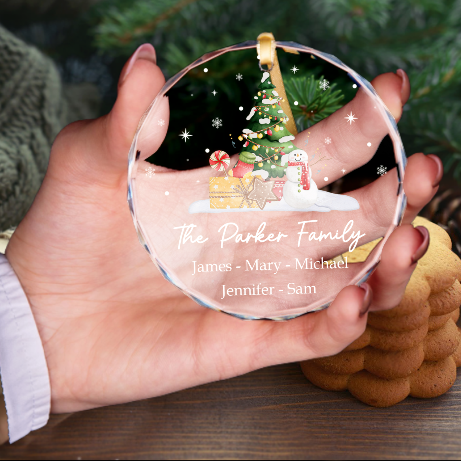 Personalized Family Christmas Glass Ornaments GX02-5 - 19Gifts