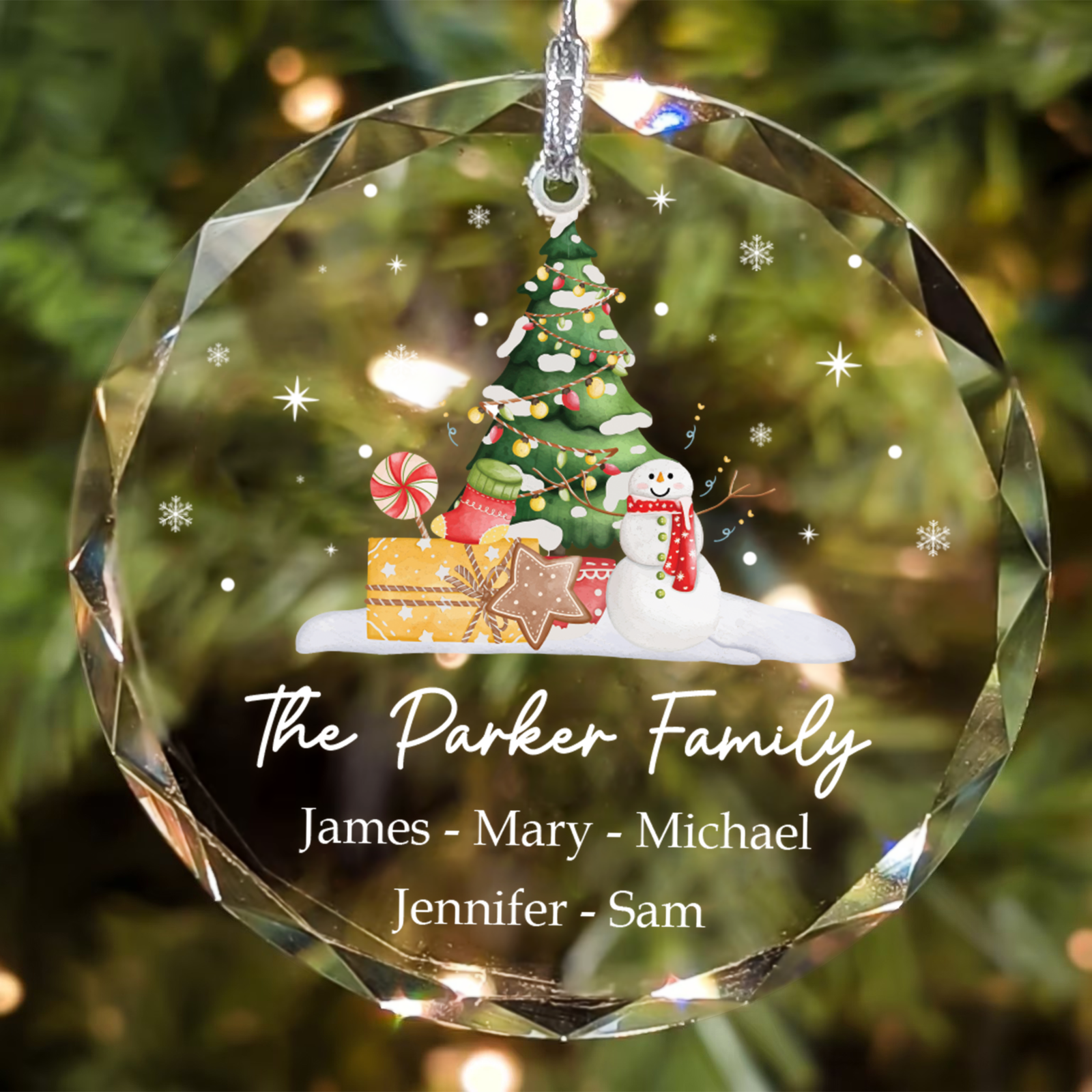 Personalized Family Christmas Glass Ornaments GX02-5 - 19Gifts