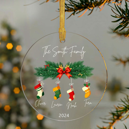 Personalized Family Christmas Ornament 2024 – Custom Family & Pet Ornament AV03-10 - 19Gifts