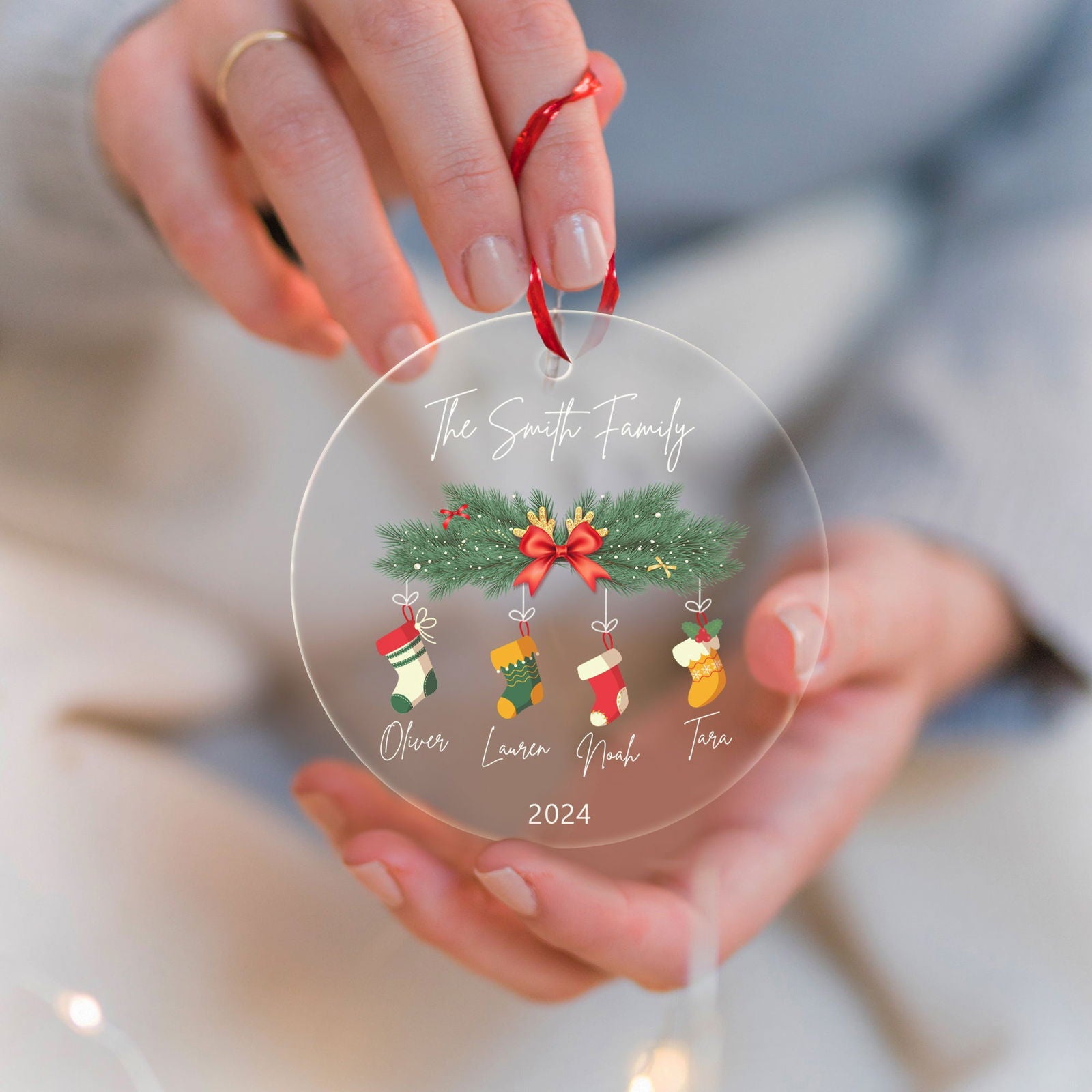 Personalized Family Christmas Ornament 2024 – Custom Family & Pet Ornament AV03-10 - 19Gifts