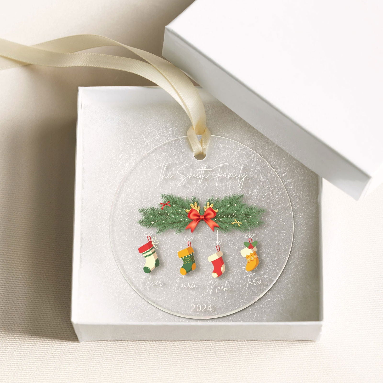Personalized Family Christmas Ornament 2024 – Custom Family & Pet Ornament AV03-10 - 19Gifts