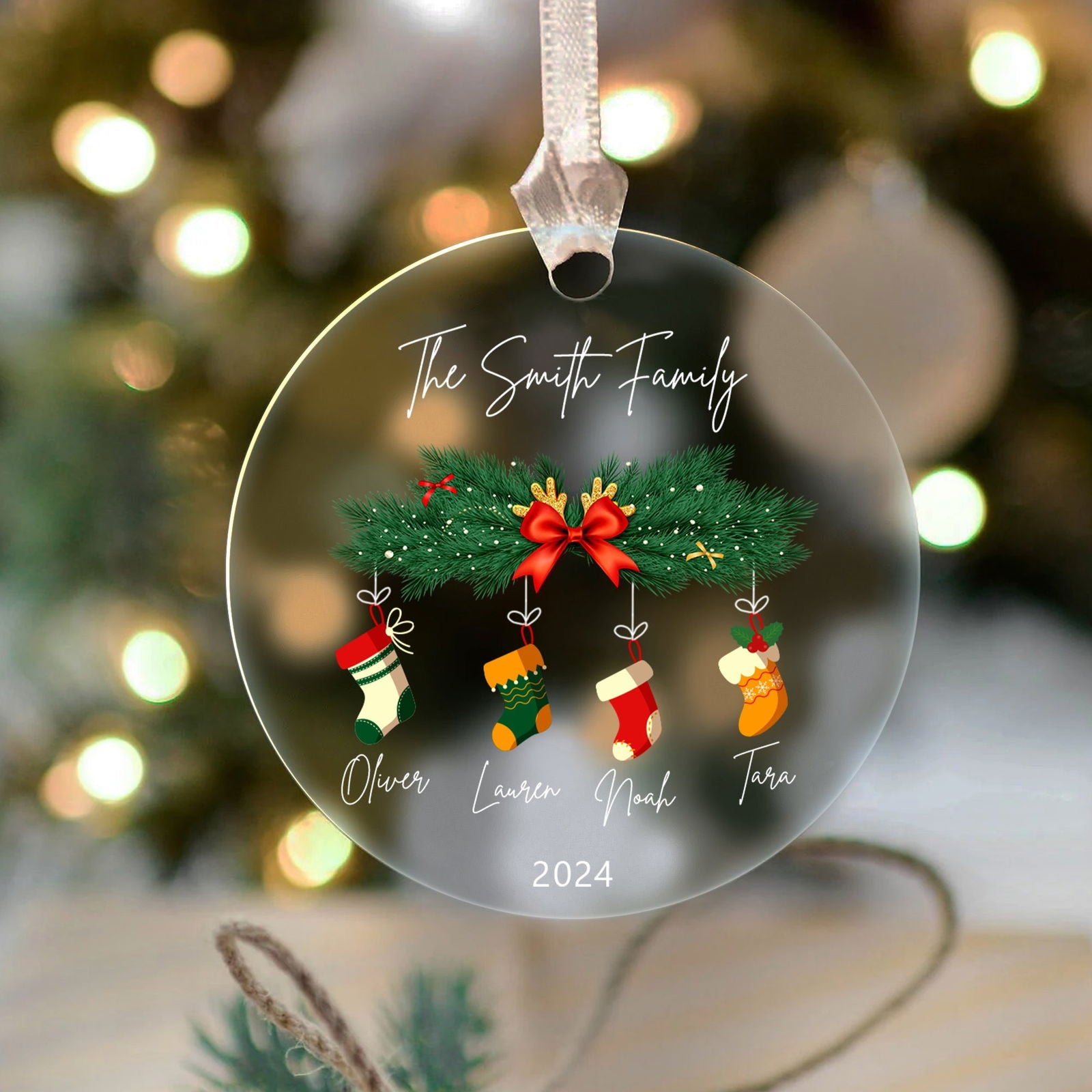 Personalized Family Christmas Ornament 2024 – Custom Family & Pet Ornament AV03-10 - 19Gifts