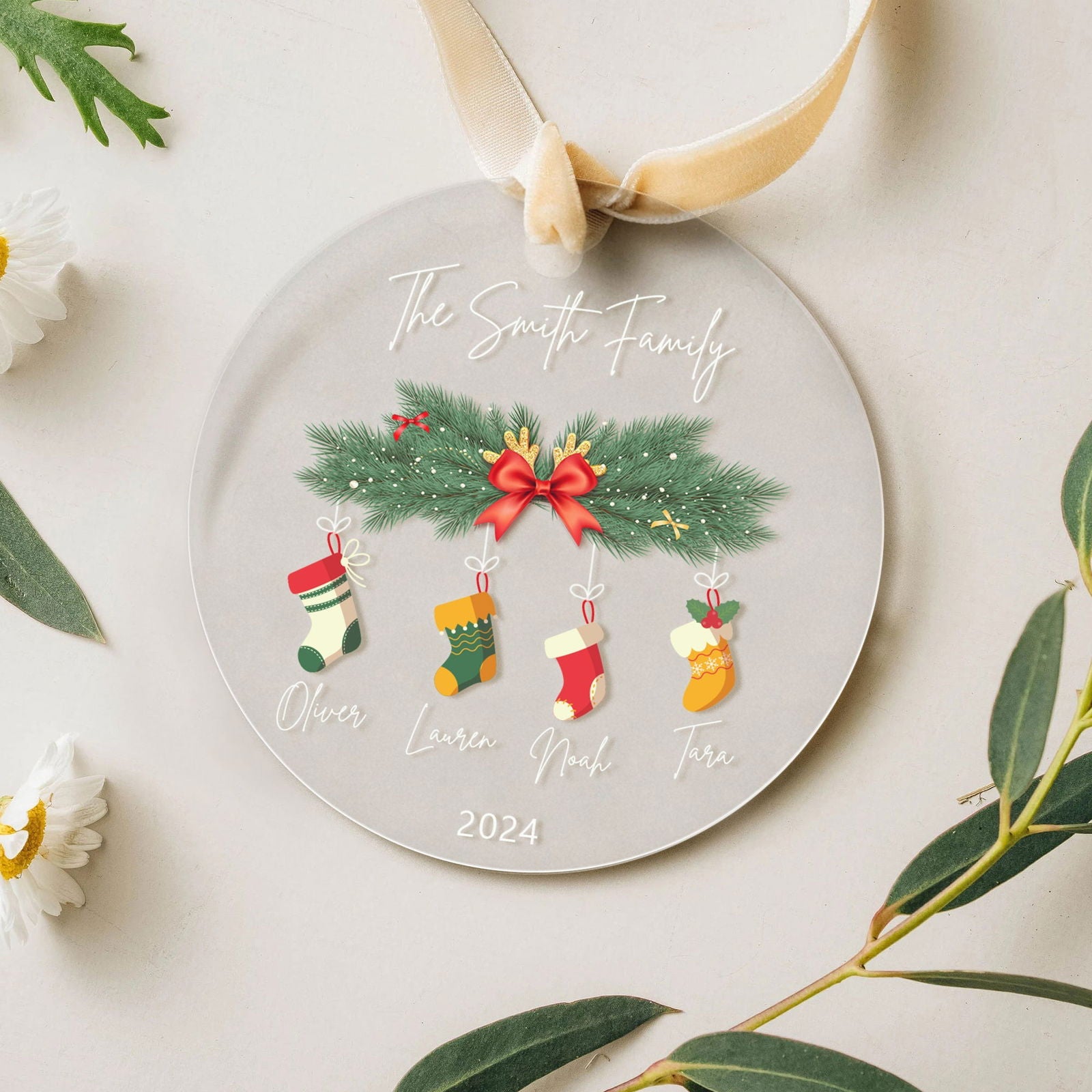 Personalized Family Christmas Ornament 2024 – Custom Family & Pet Ornament AV03-10 - 19Gifts