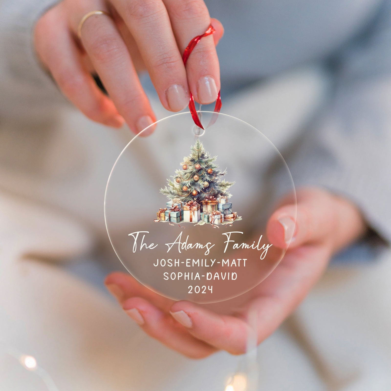 Personalized Family Christmas Ornament 2024 – Custom Family & Pet Ornament AV03-11 - 19Gifts