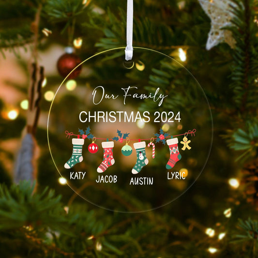 Personalized Family Christmas Ornament 2024 – Custom Family & Pet Ornament AV03-12 - 19Gifts