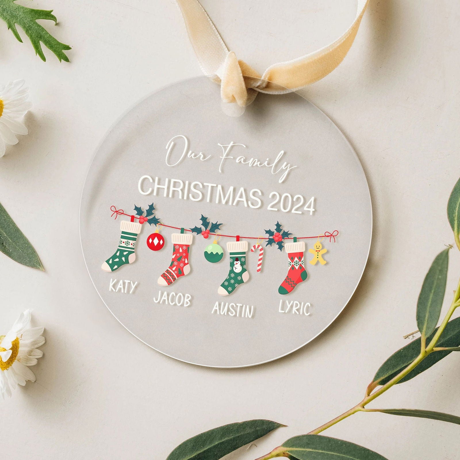 Personalized Family Christmas Ornament 2024 – Custom Family & Pet Ornament AV03-12 - 19Gifts