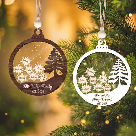 Personalized Family Christmas Ornament 5D, Custom Family Name Wooden Ornament CF299 - 19Gifts