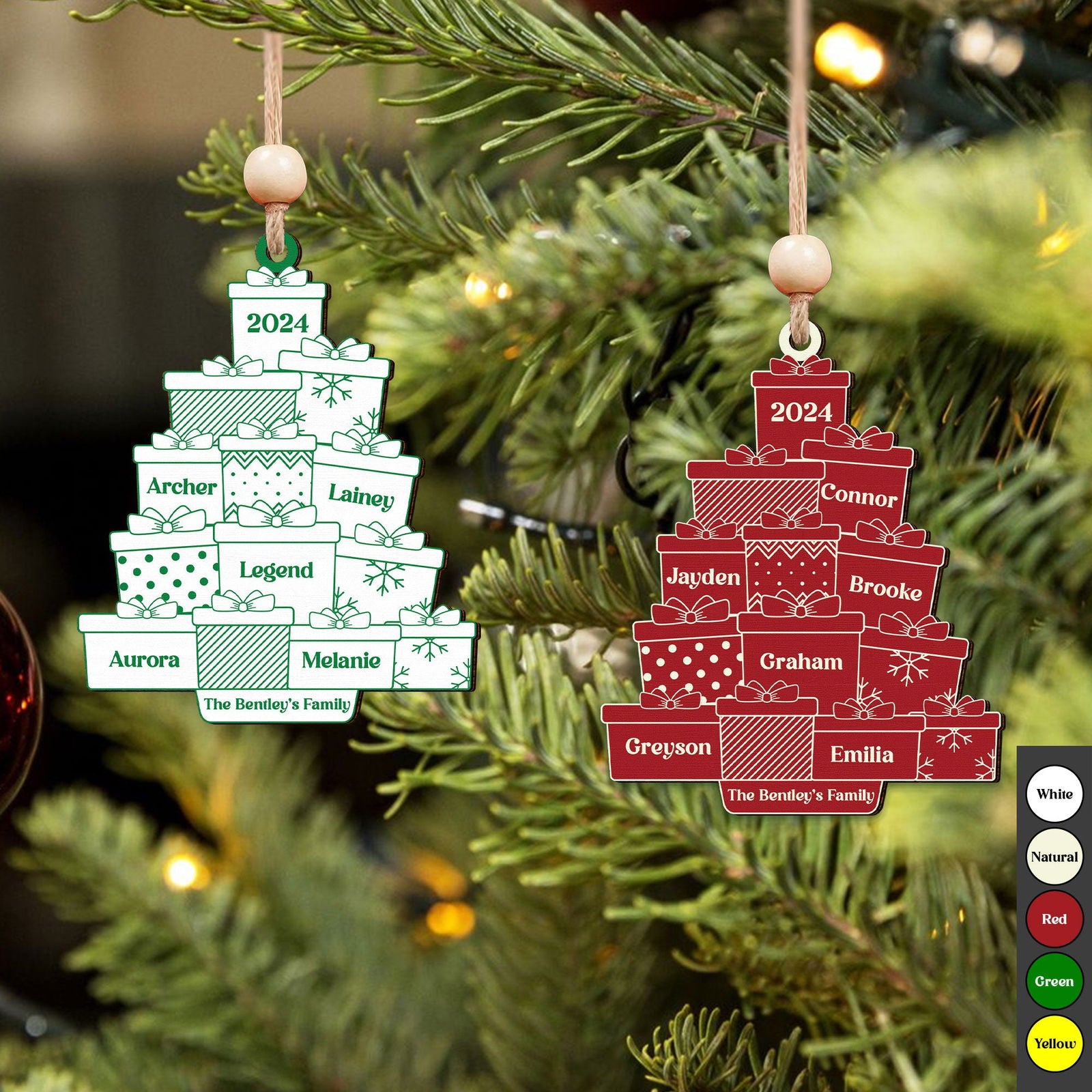 Personalized Family Christmas Ornament, Custom Christmas Tree,  Christmas Tree Ornament with Family Names, Christmas Tree Name Ornament 2024, Family Name Ornament CF705 - 19Gifts