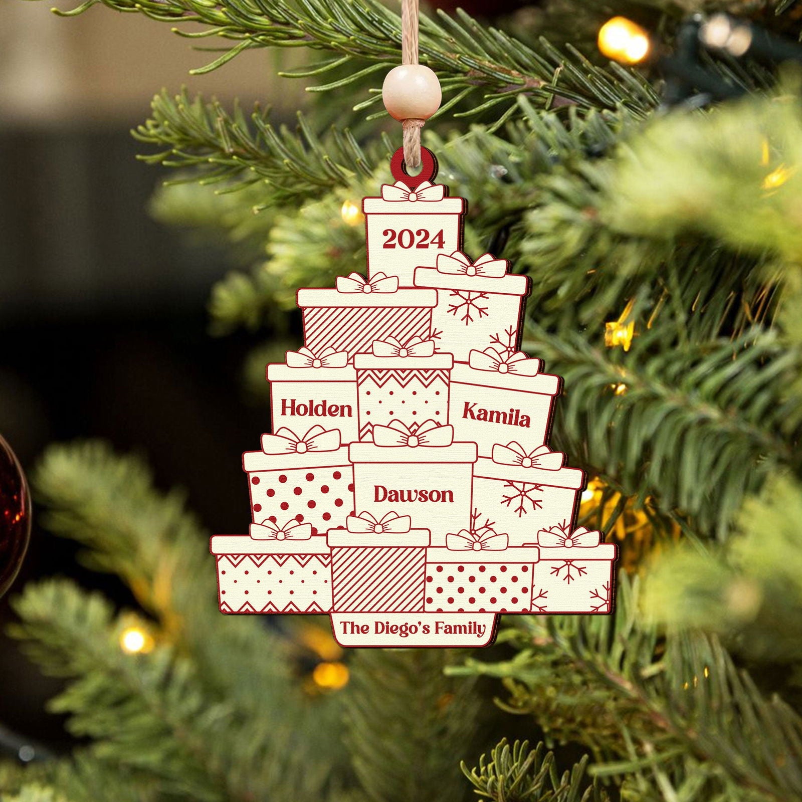 Personalized Family Christmas Ornament, Custom Christmas Tree,  Christmas Tree Ornament with Family Names, Christmas Tree Name Ornament 2024, Family Name Ornament CF705 - 19Gifts