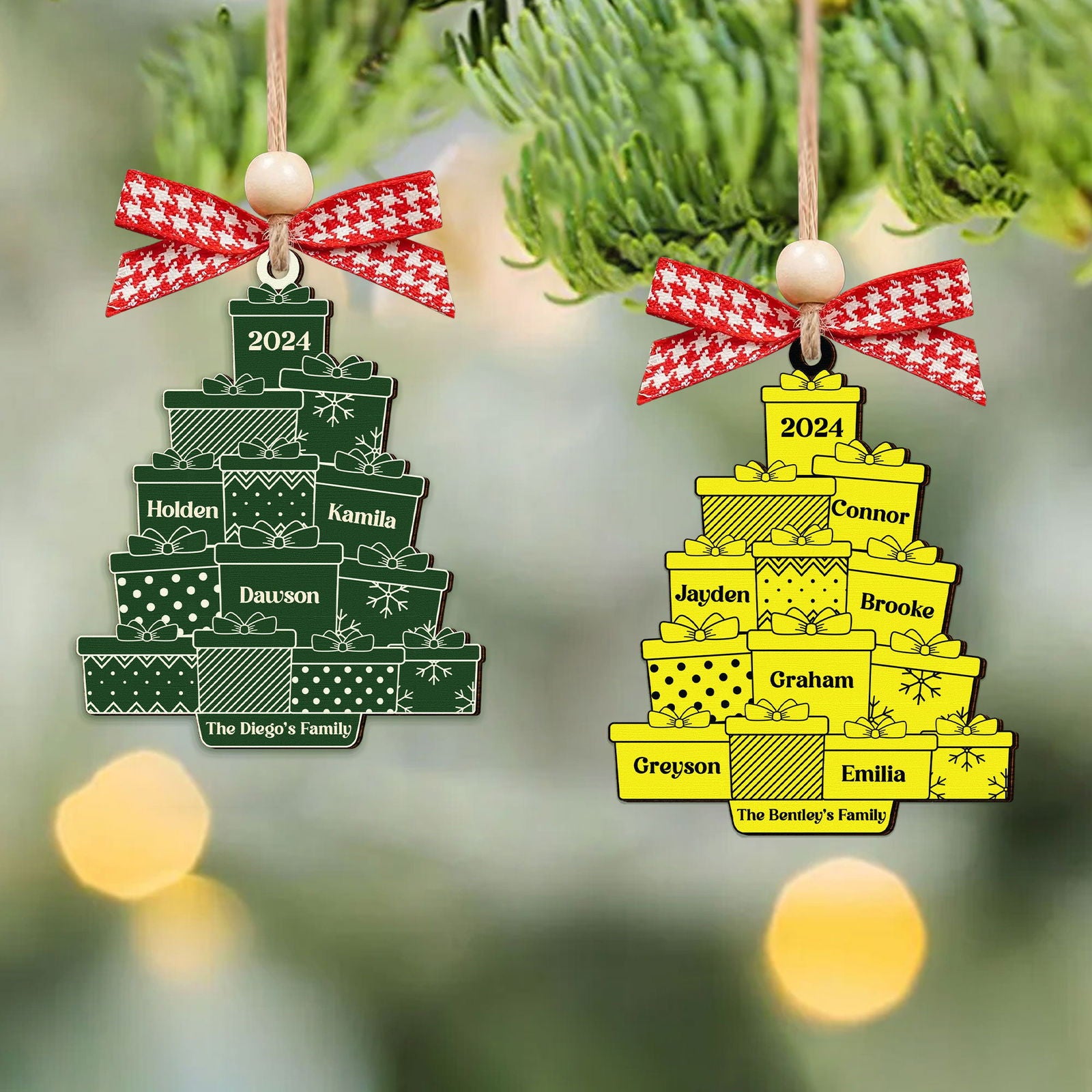 Personalized Family Christmas Ornament, Custom Christmas Tree,  Christmas Tree Ornament with Family Names, Christmas Tree Name Ornament 2024, Family Name Ornament CF705 - 19Gifts