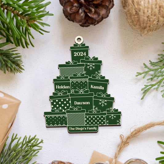 Personalized Family Christmas Ornament, Custom Christmas Tree,  Christmas Tree Ornament with Family Names, Christmas Tree Name Ornament 2024, Family Name Ornament CF705 - 19Gifts