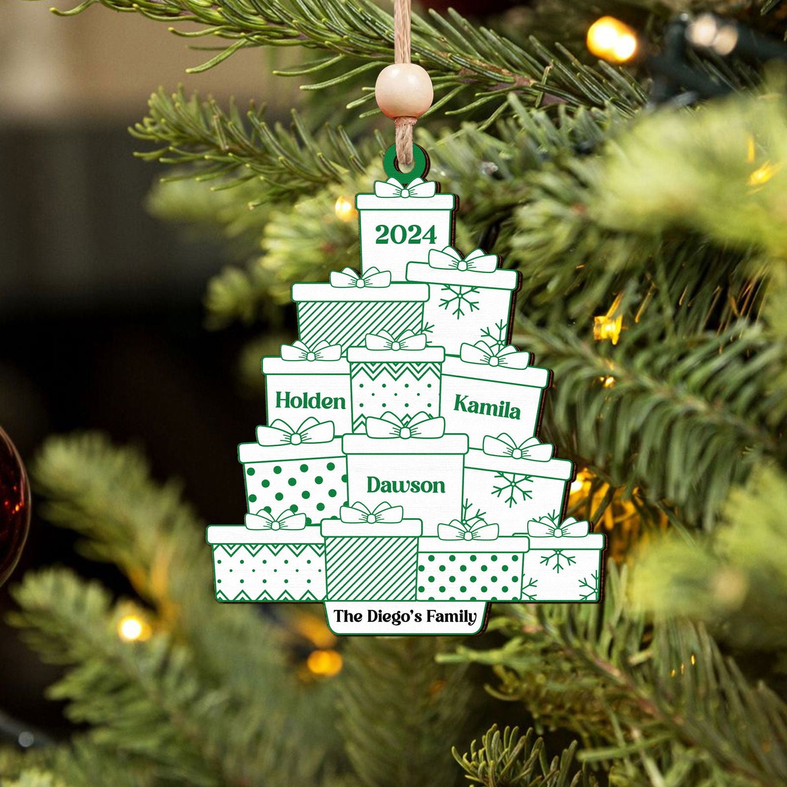 Personalized Family Christmas Ornament, Custom Christmas Tree,  Christmas Tree Ornament with Family Names, Christmas Tree Name Ornament 2024, Family Name Ornament CF705 - 19Gifts
