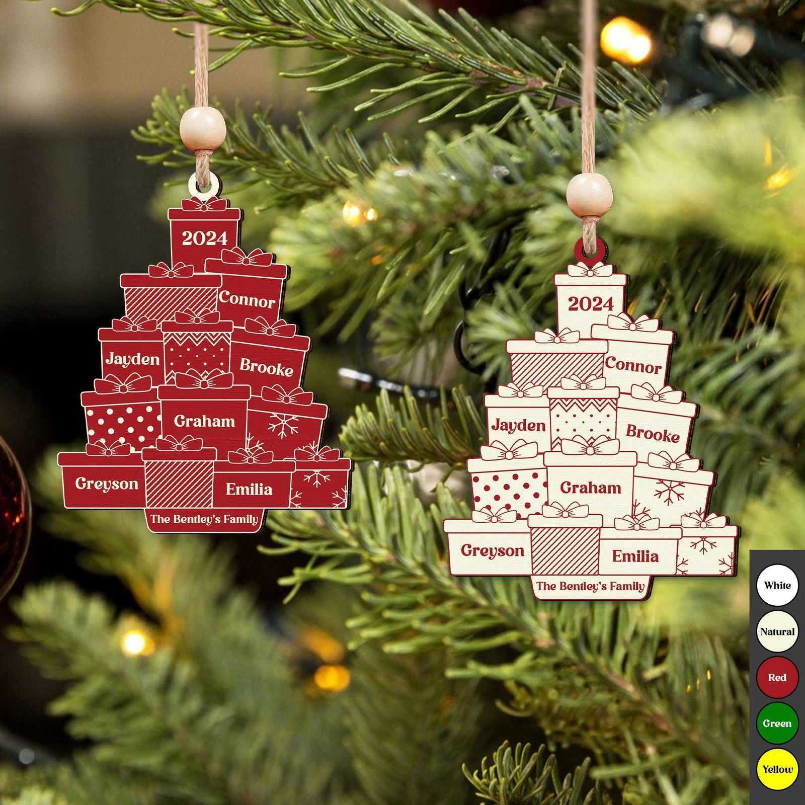 Personalized Family Christmas Ornament, Custom Christmas Tree,  Christmas Tree Ornament with Family Names, Christmas Tree Name Ornament 2024, Family Name Ornament CF705 - 19Gifts