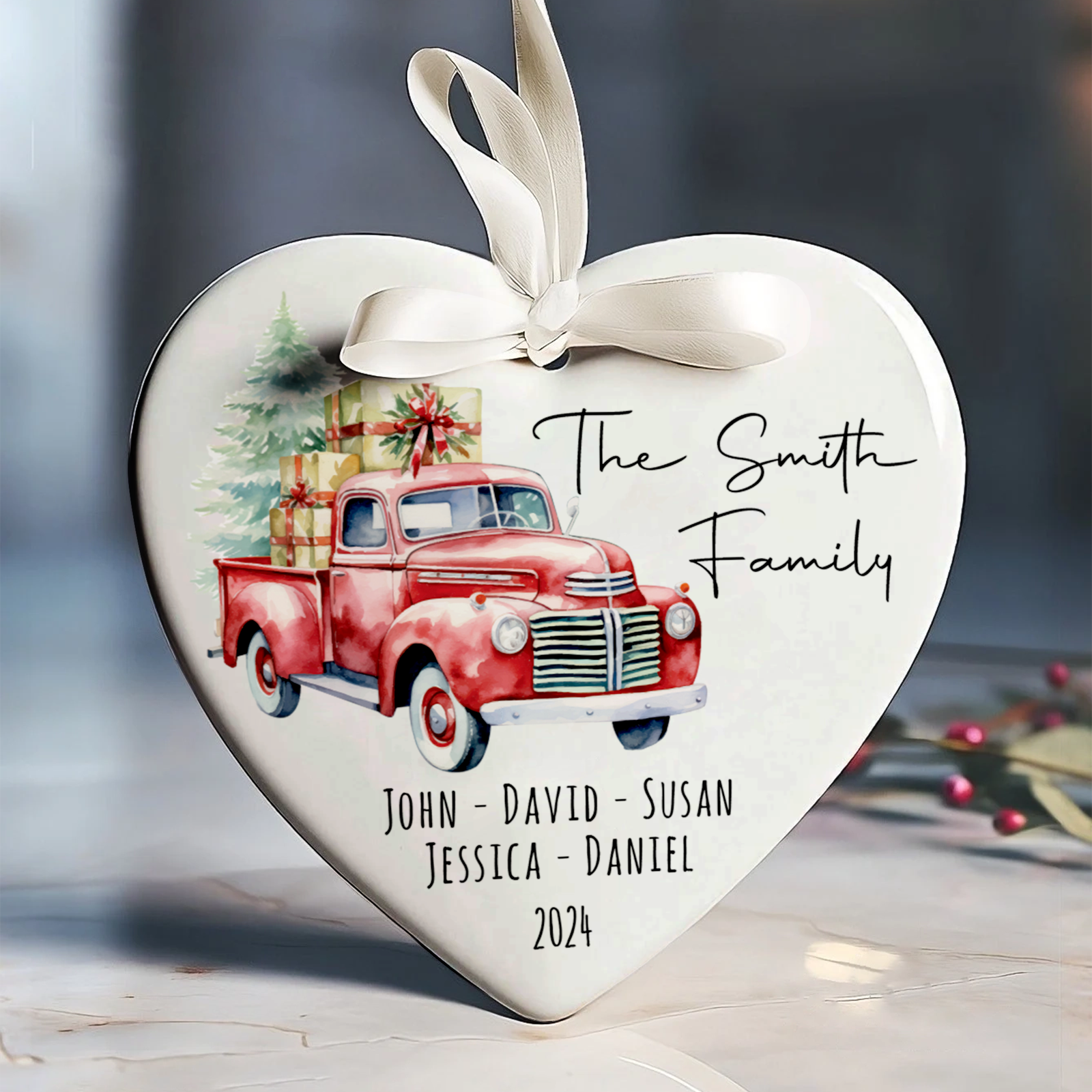 Personalized Family Christmas Ornament, Family Ceramic Ornament CY02-2 - 19Gifts