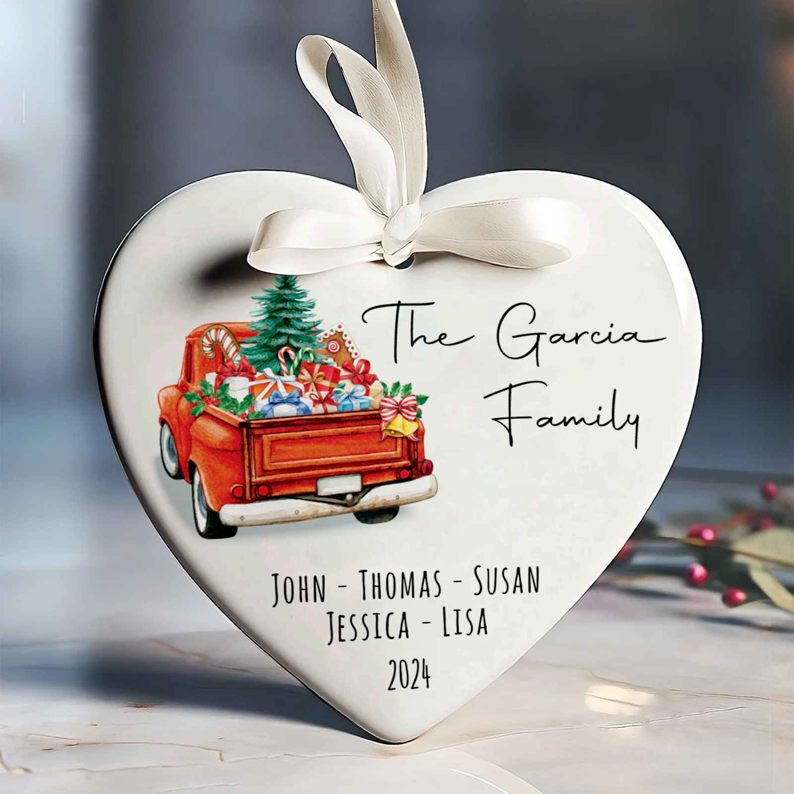 Personalized Family Christmas Ornament, Family Ceramic Ornament CY02-2 - 19Gifts