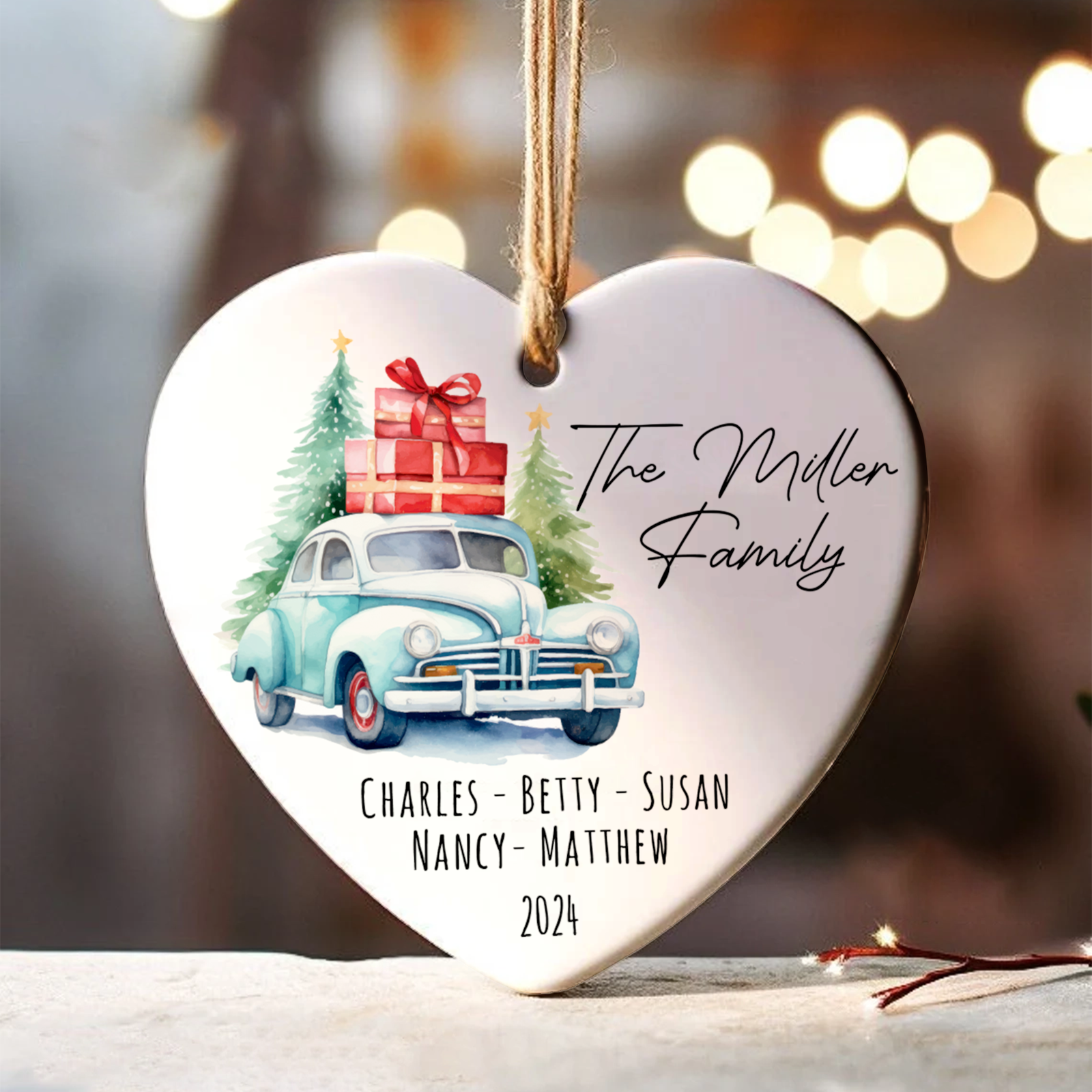 Personalized Family Christmas Ornament, Family Ceramic Ornament CY02-2 - 19Gifts