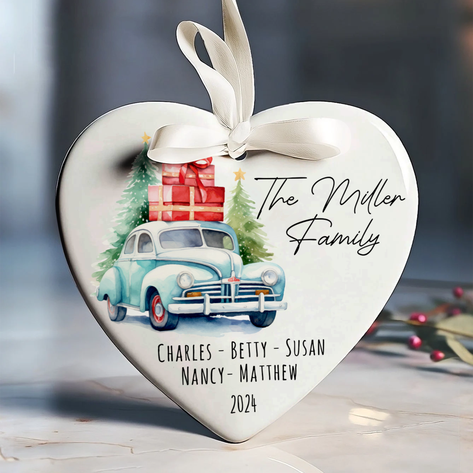 Personalized Family Christmas Ornament, Family Ceramic Ornament CY02-2 - 19Gifts