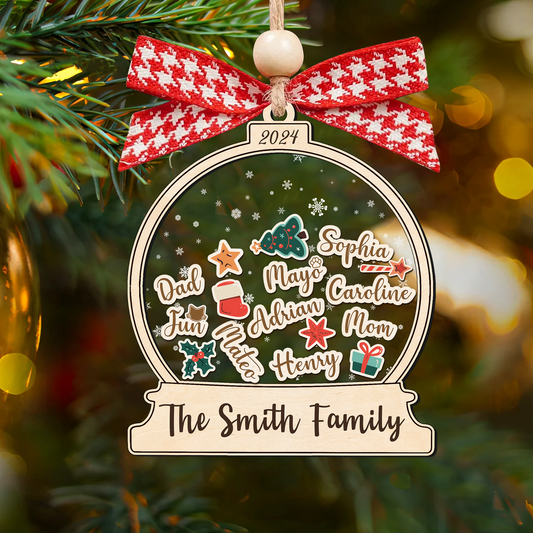 Personalized Family Christmas Ornaments, Custom Family Names Christmas Tree Decorations CF220 - 19Gifts