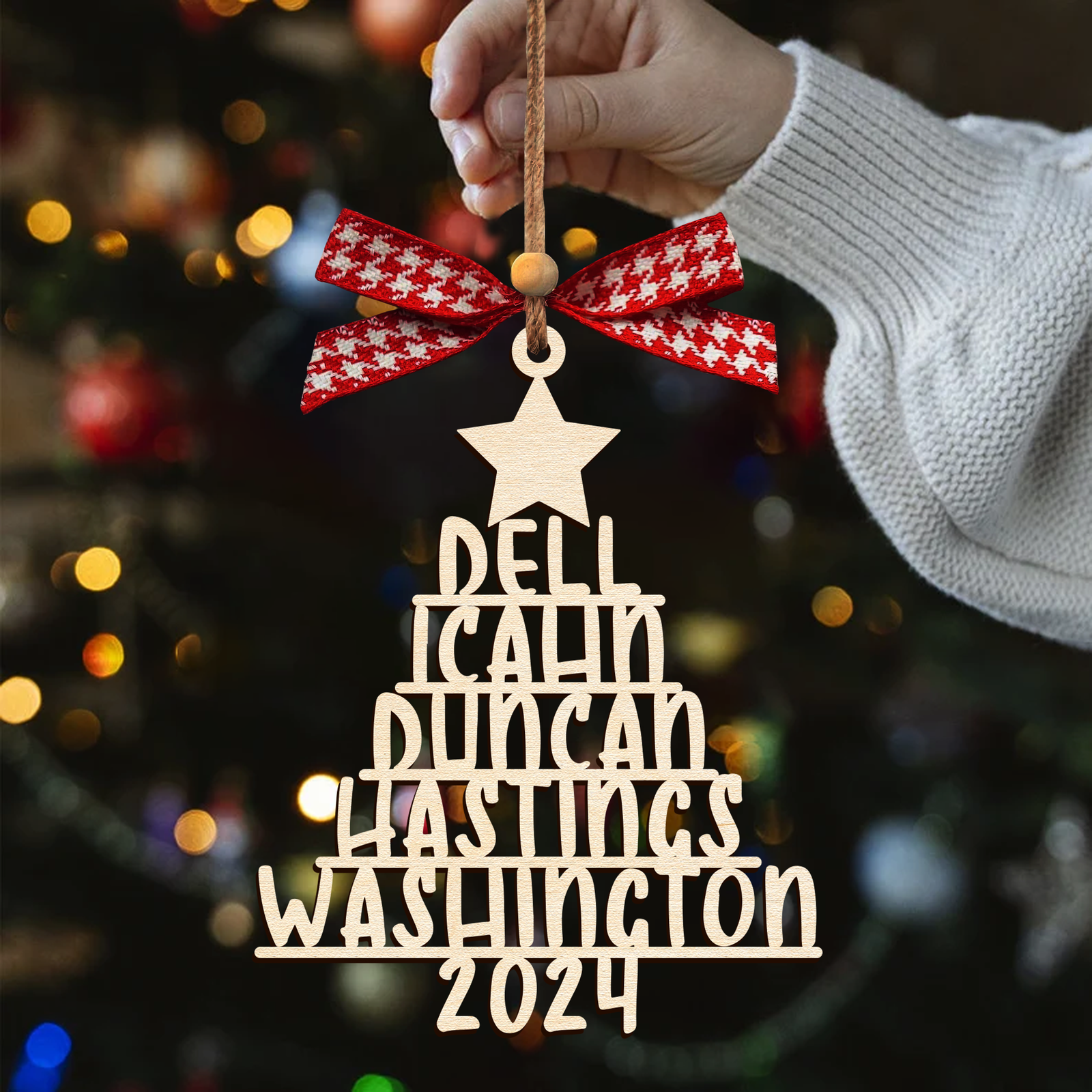 Personalized Family Christmas Ornaments, Family Tree Wooden Ornament For Christmas Decorations CF151 - 19Gifts
