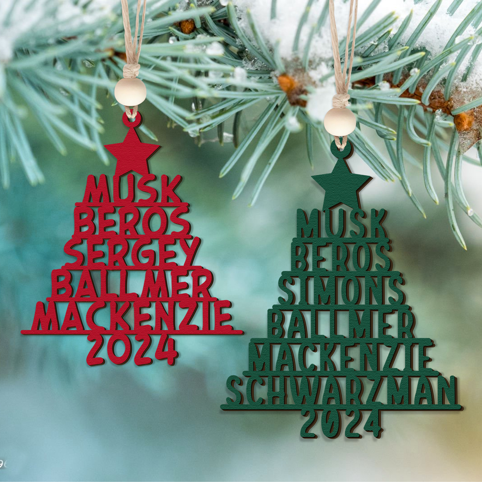 Personalized Family Christmas Ornaments, Family Tree Wooden Ornament For Christmas Decorations CF151 - 19Gifts