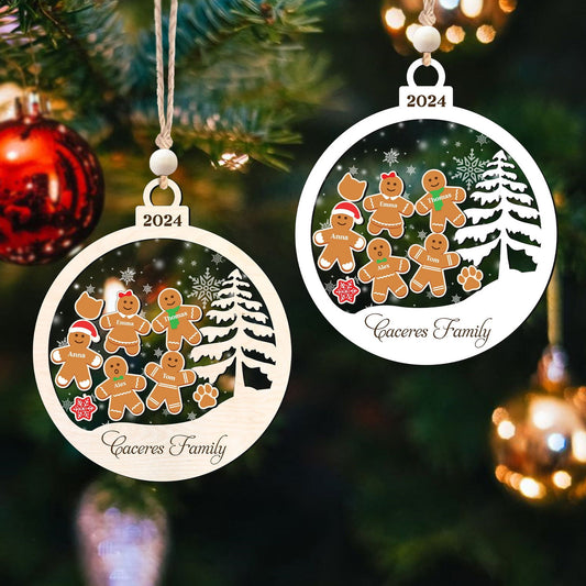 Personalized Family Christmas Ornaments, Gingerbread Ornament For Family CF222 - 19Gifts
