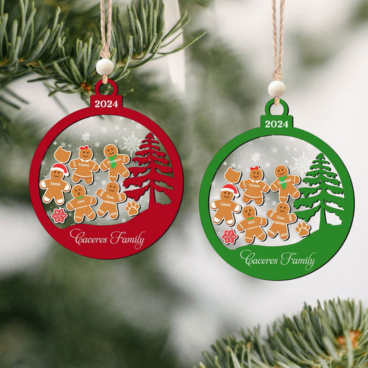 Personalized Family Christmas Ornaments, Gingerbread Ornament For Family CF222 - 19Gifts