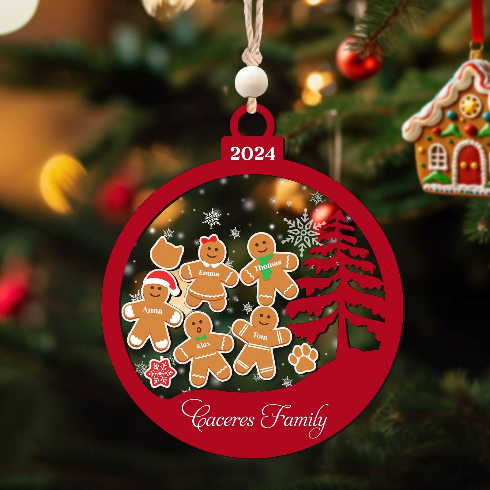 Personalized Family Christmas Ornaments, Gingerbread Ornament For Family CF222 - 19Gifts