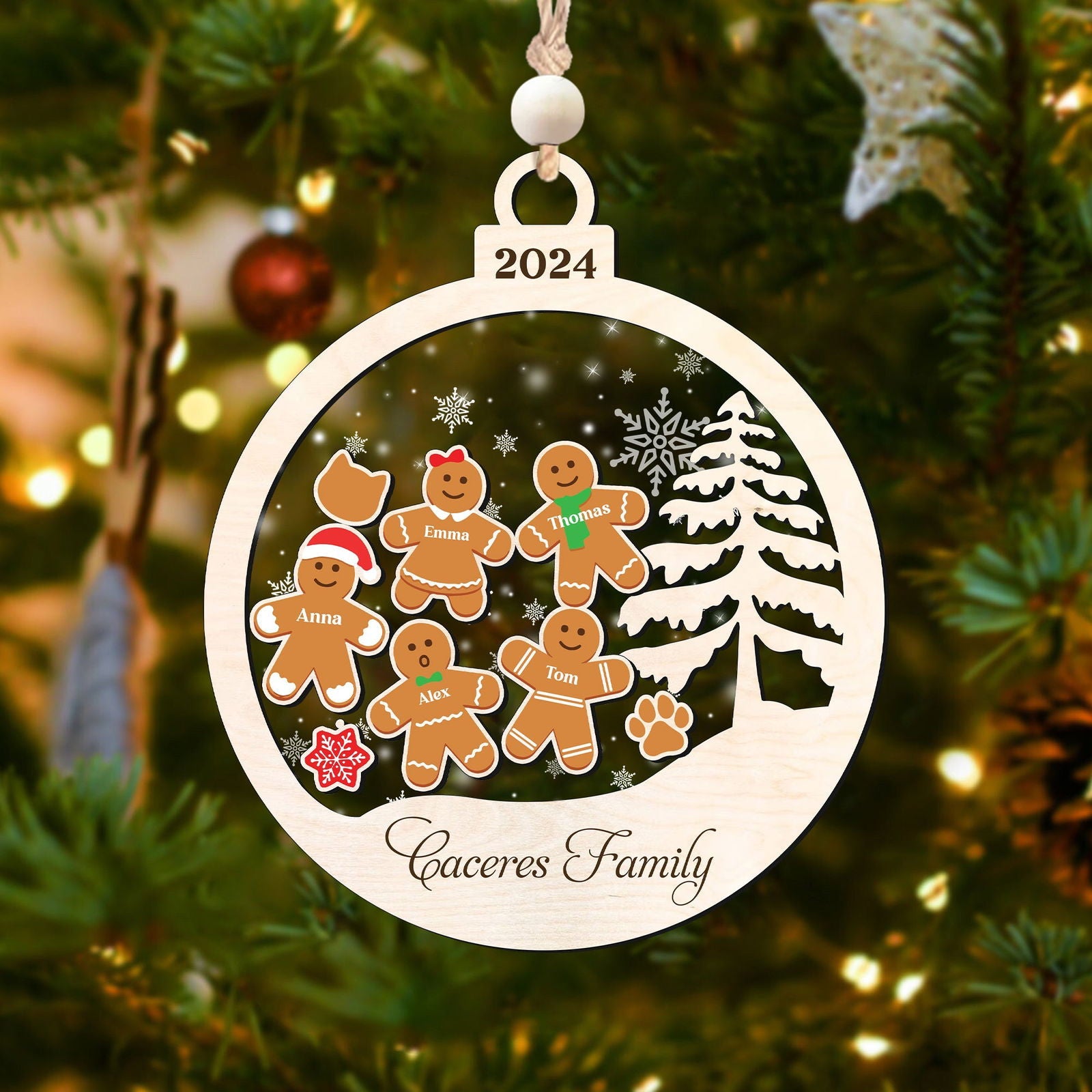 Personalized Family Christmas Ornaments, Gingerbread Ornament For Family CF222 - 19Gifts