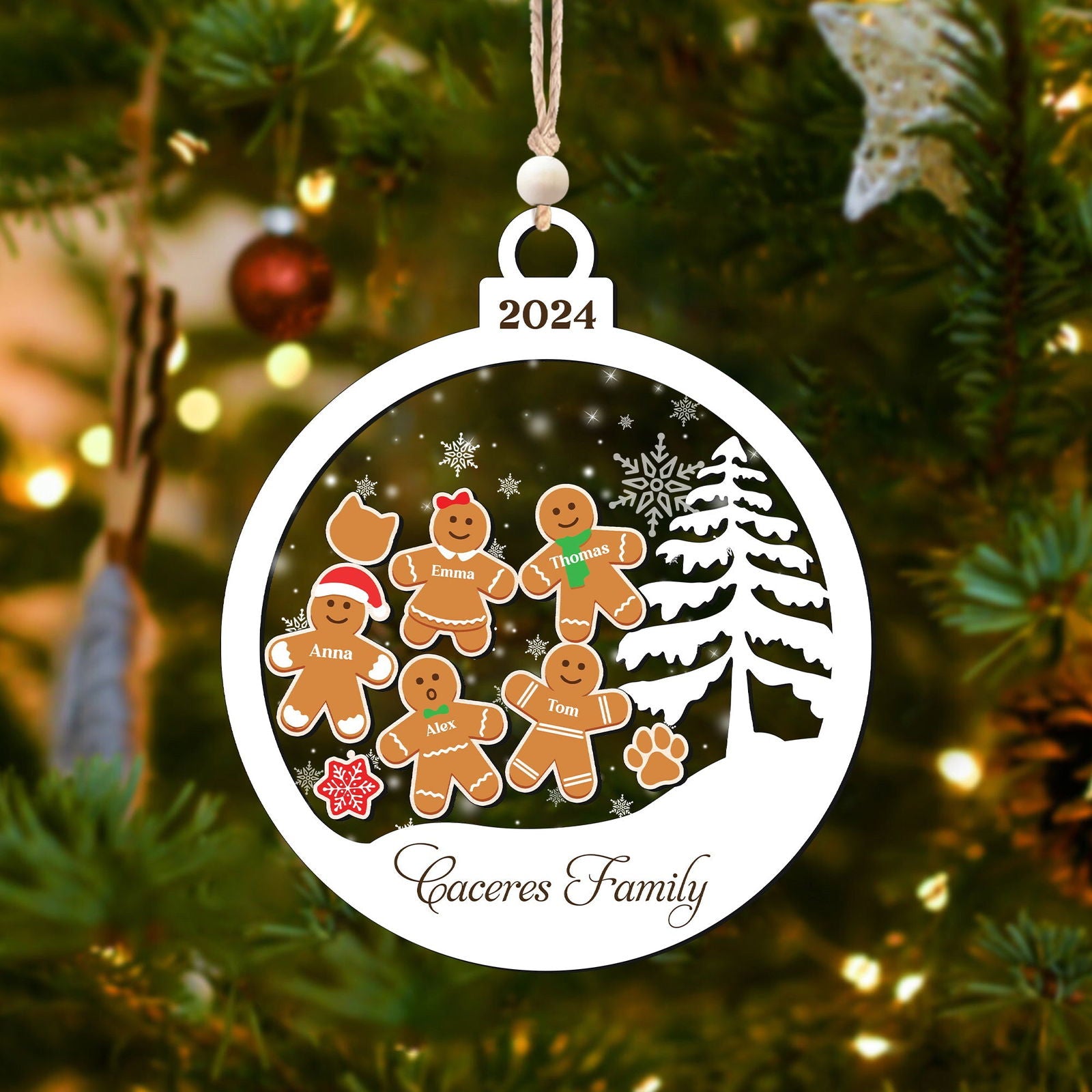 Personalized Family Christmas Ornaments, Gingerbread Ornament For Family CF222 - 19Gifts