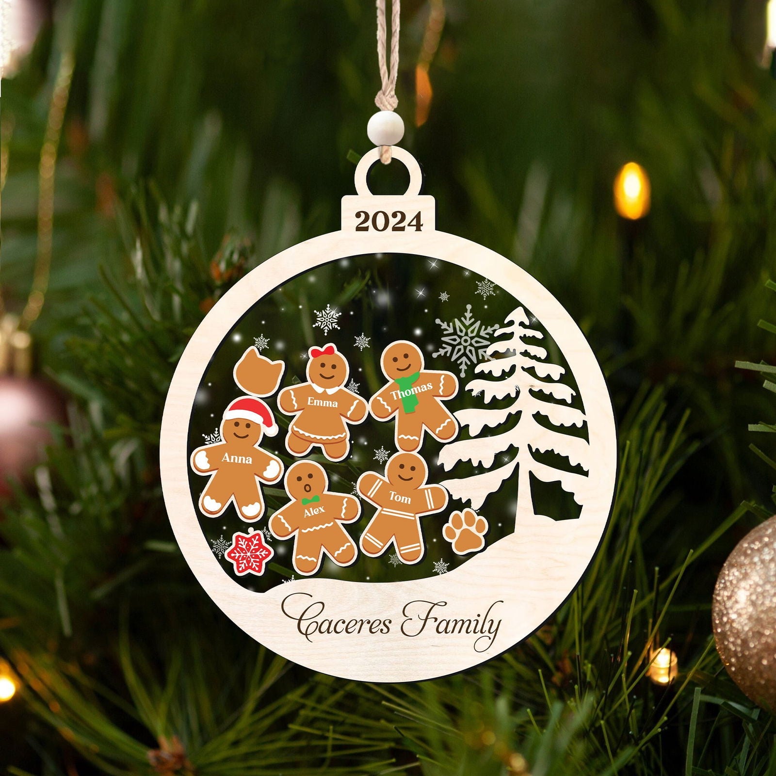 Personalized Family Christmas Ornaments, Gingerbread Ornament For Family CF222 - 19Gifts