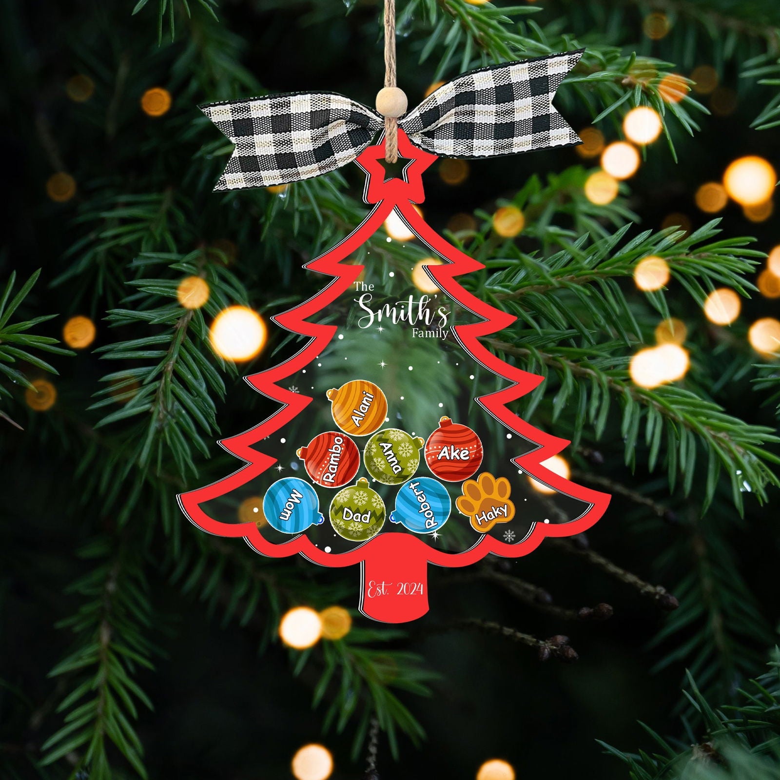 Personalized Family Christmas Tree Ornament, Family Gift 5 Layers Shake Ornament CF109 - 19Gifts