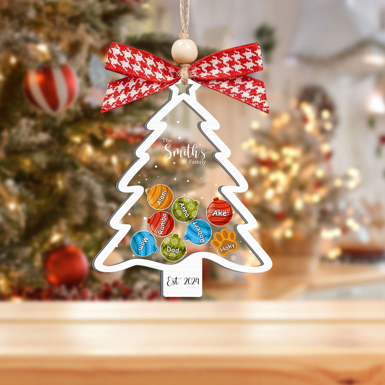 Personalized Family Christmas Tree Ornament, Family Gift 5 Layers Shake Ornament CF109 - 19Gifts