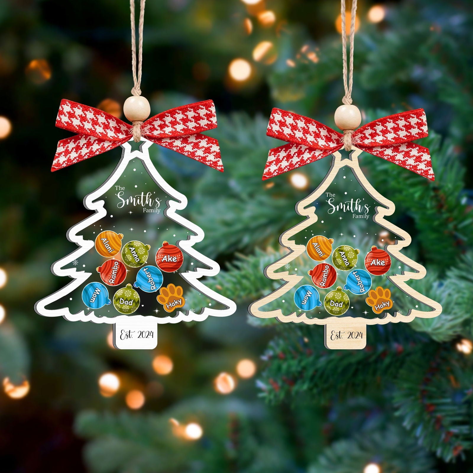 Personalized Family Christmas Tree Ornament, Family Gift 5 Layers Shake Ornament CF109 - 19Gifts