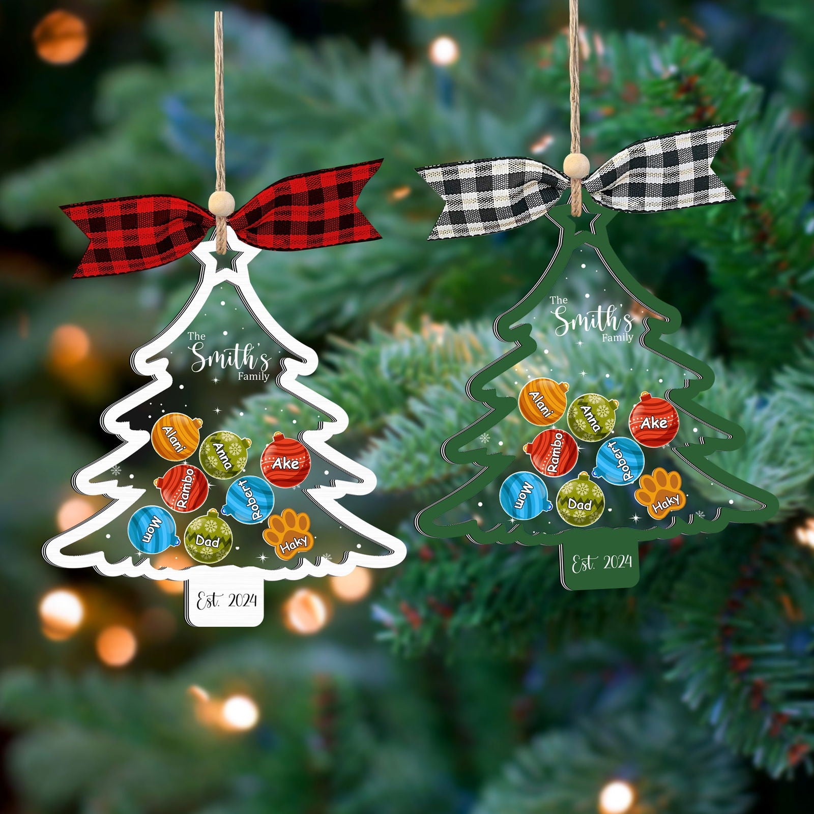Personalized Family Christmas Tree Ornament, Family Gift 5 Layers Shake Ornament CF109 - 19Gifts
