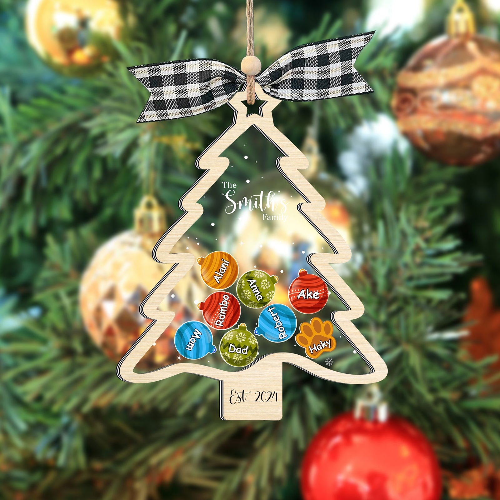 Personalized Family Christmas Tree Ornament, Family Gift 5 Layers Shake Ornament CF109 - 19Gifts