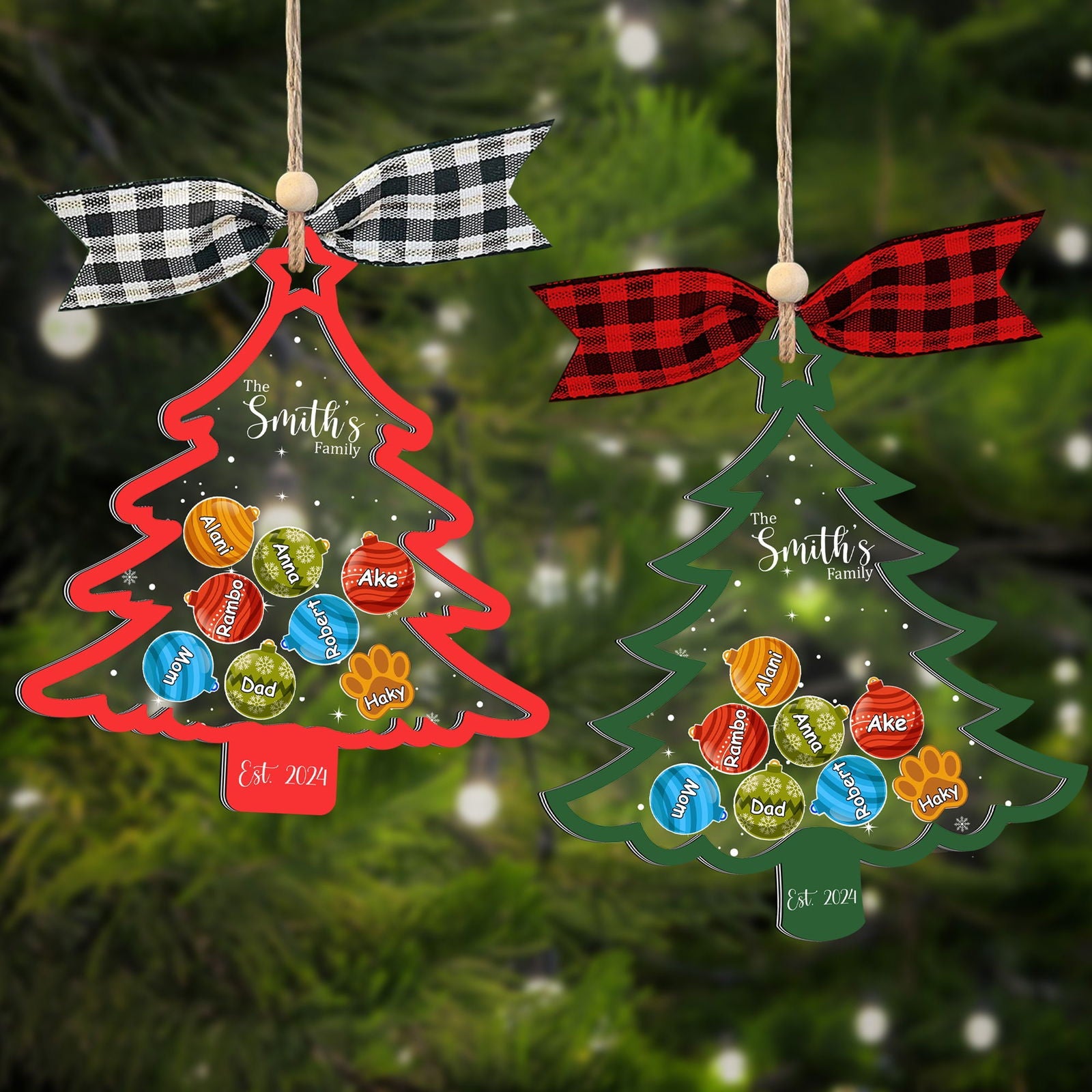Personalized Family Christmas Tree Ornament, Family Gift 5 Layers Shake Ornament CF109 - 19Gifts