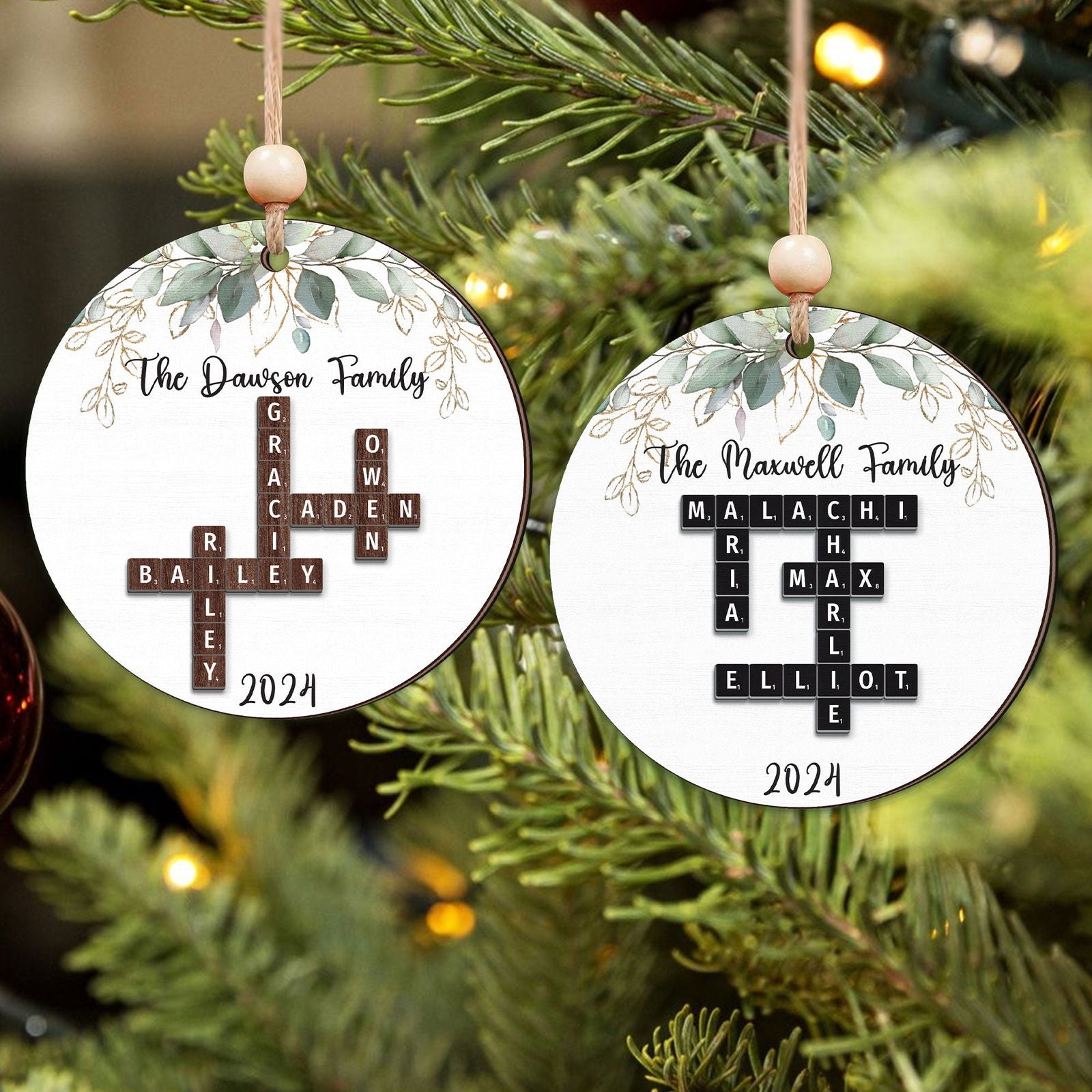 Personalized Family Crossword Ornament, Christmas Ornament CF708 - 19Gifts