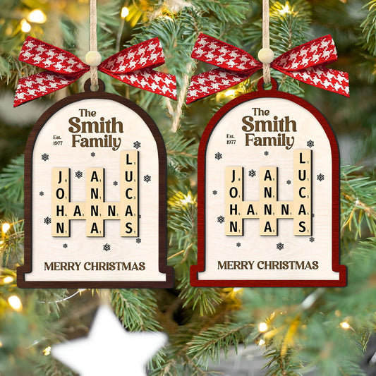 Personalized Family Crossword Ornament, Family Christmas Ornament 2024, Family Names Puzzle Christmas Ornament, Family Christmas Gift CF356 - 19Gifts