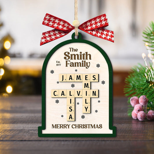 Personalized Family Crossword Ornament, Family Christmas Ornament 2024, Family Names Puzzle Christmas Ornament, Family Christmas Gift CF356 - 19Gifts