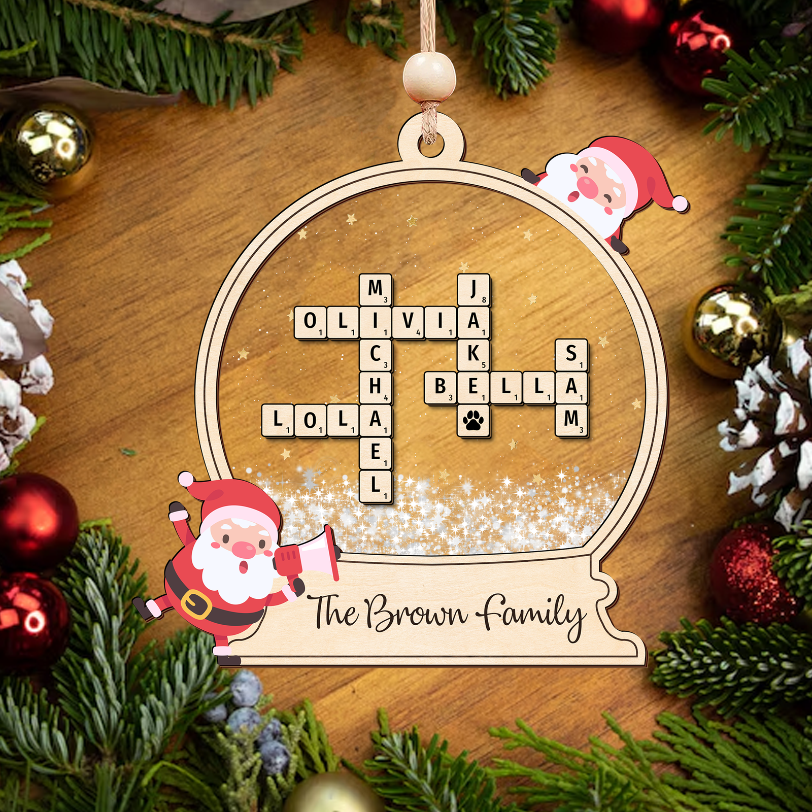 Personalized Family Crossword Ornament, Family Ornament 2024, Family Names Puzzle Christmas Ornament, Family Christmas Gift, Family Keepsake CF918 - 19Gifts