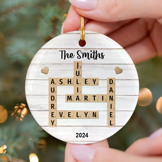 Personalized Family Crossword Puzzle Art Ornament, Christmas Gift For Family, Custom Name Crossword Ornament For Family CX06-75 - 19Gifts
