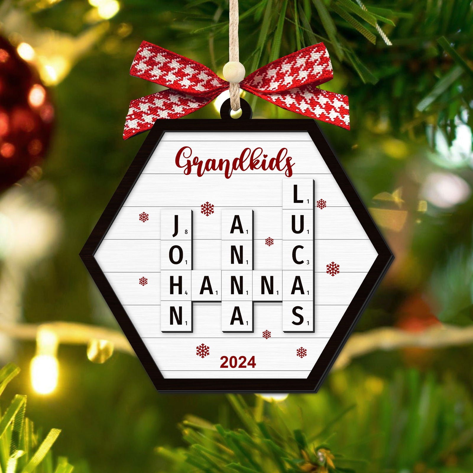 Personalized Family Crossword Puzzle Ornament, Family Ornament 2024, Family Names Puzzle Christmas Ornament, Family Christmas Gift CF355 - 19Gifts