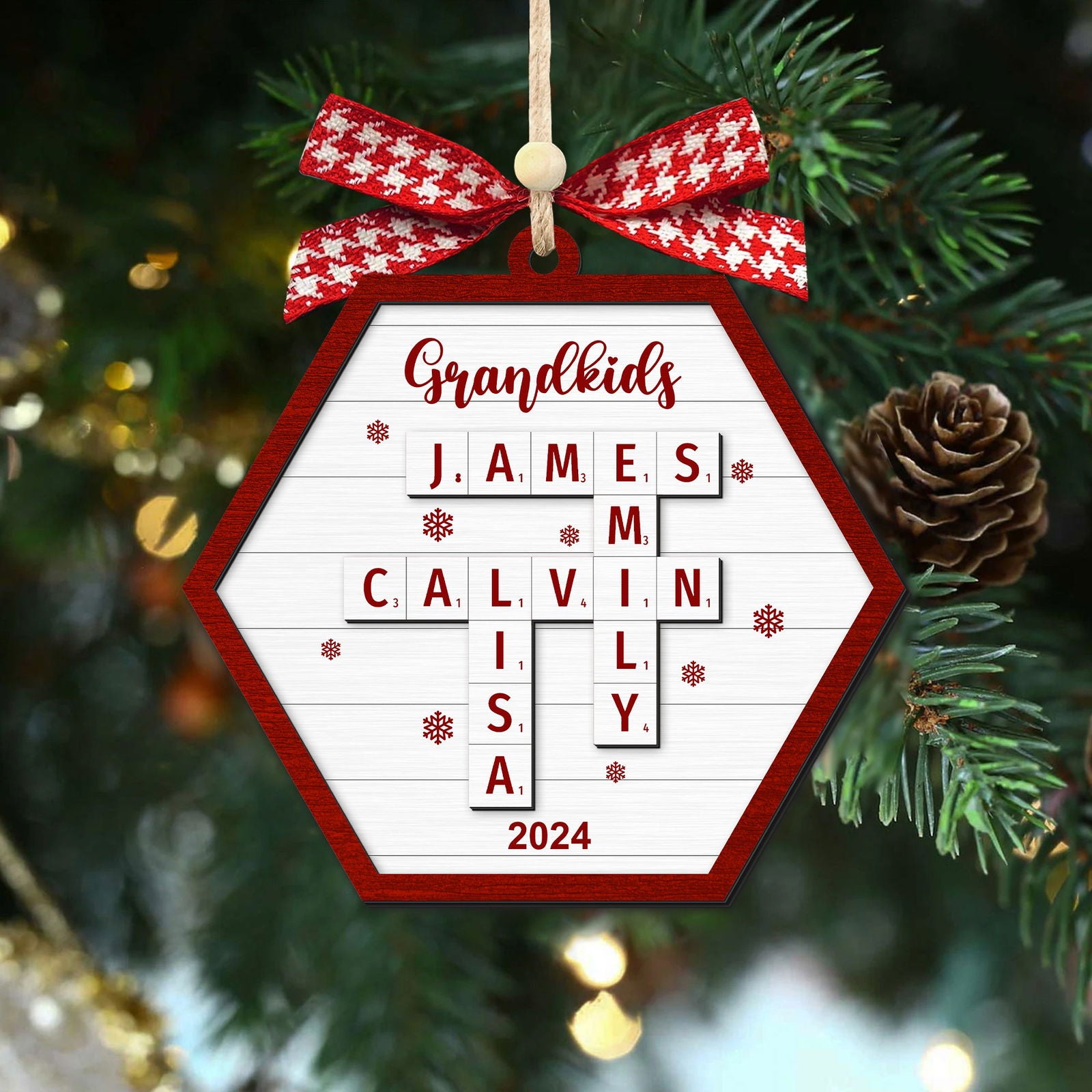 Personalized Family Crossword Puzzle Ornament, Family Ornament 2024, Family Names Puzzle Christmas Ornament, Family Christmas Gift CF355 - 19Gifts