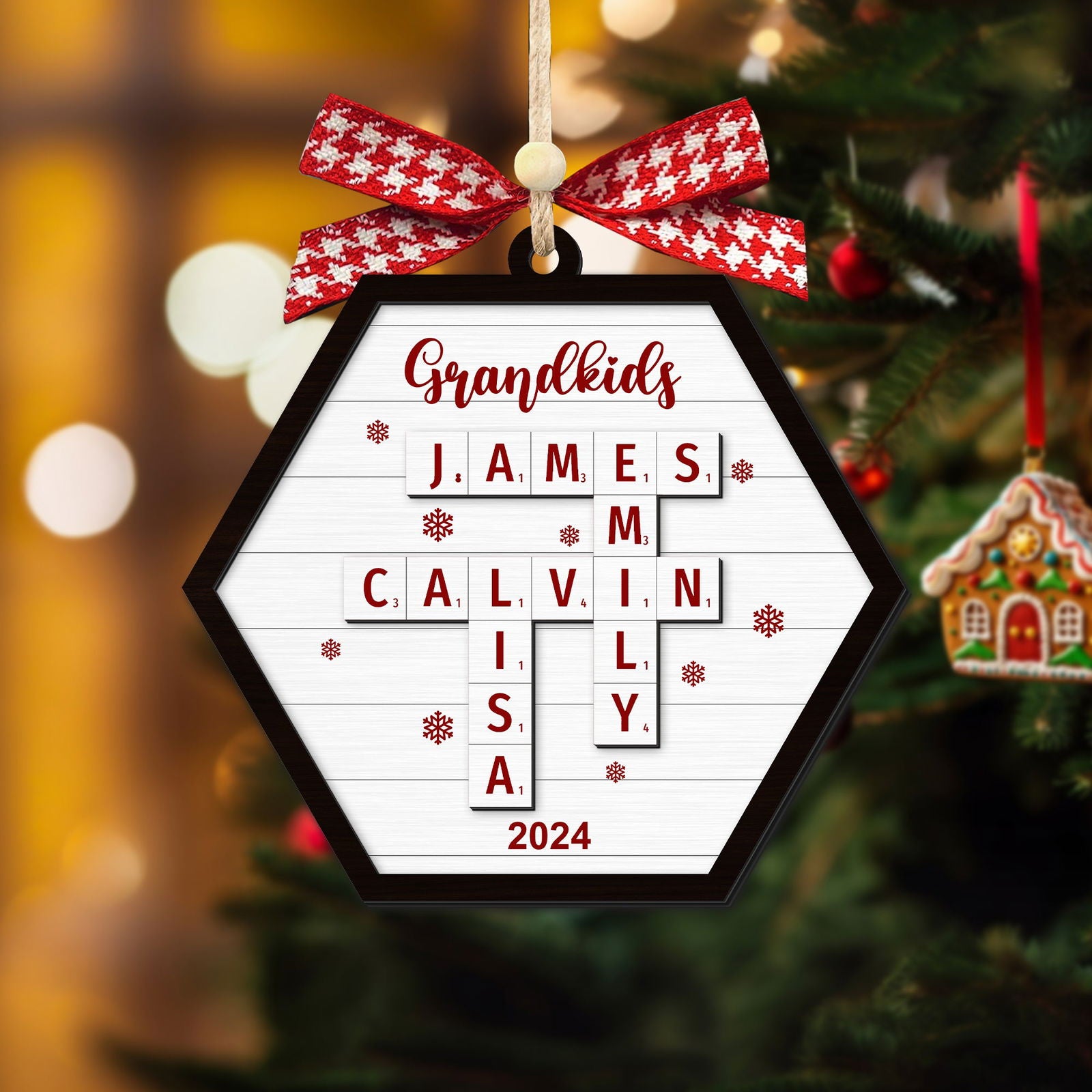 Personalized Family Crossword Puzzle Ornament, Family Ornament 2024, Family Names Puzzle Christmas Ornament, Family Christmas Gift CF355 - 19Gifts