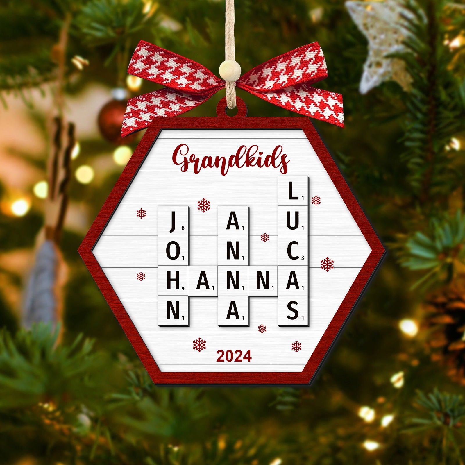 Personalized Family Crossword Puzzle Ornament, Family Ornament 2024, Family Names Puzzle Christmas Ornament, Family Christmas Gift CF355 - 19Gifts