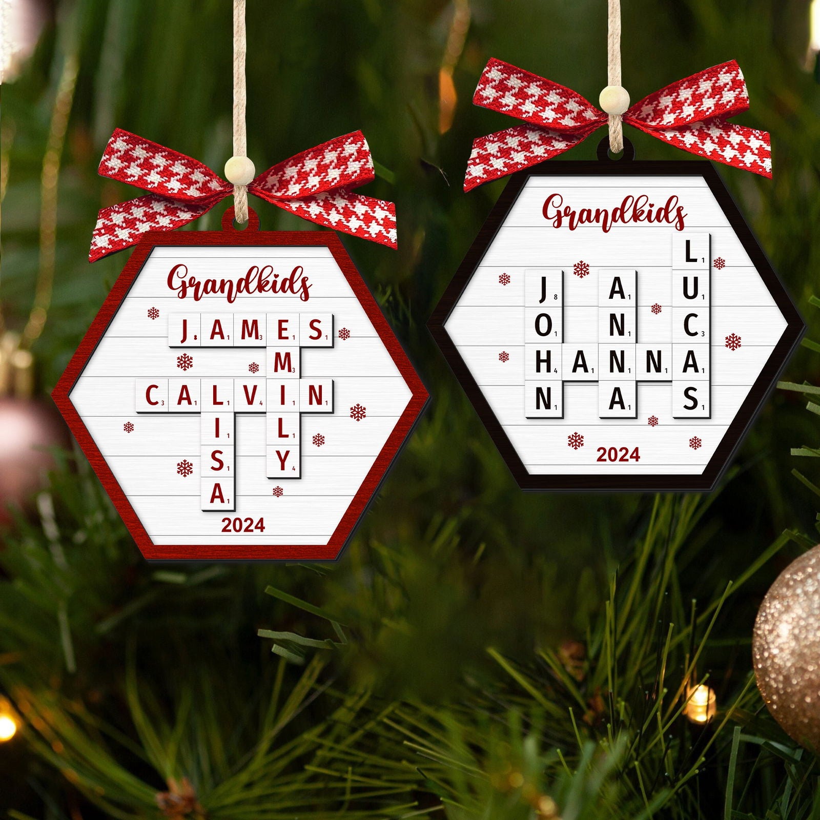 Personalized Family Crossword Puzzle Ornament, Family Ornament 2024, Family Names Puzzle Christmas Ornament, Family Christmas Gift CF355 - 19Gifts